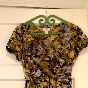 Ann Taylor LOFT Multicolored crossover cut Blouse XS-fits like small